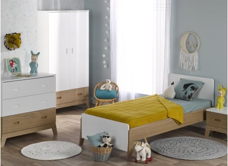 Lit enfant 90x190 EKKO – Blanc/Chêne Nateo Concept - 2