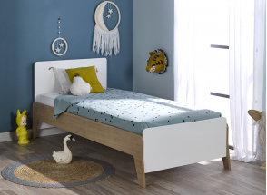 Cama infantil 90x190 EKKO – Blanco/Roble