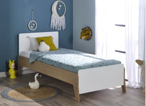 Lit enfant 90x190 EKKO – Blanc/Chêne