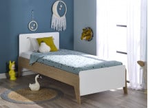 Lit enfant 90x190 EKKO – Blanc/Chêne Nateo Concept - 1