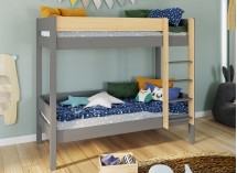 Lit superposé 3 places 90x190 HOYA - Gris/Pin 2