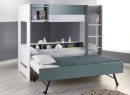 Lit superposé 3 places 90x190 MANLY - Blanc/Vert 1
