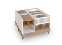 Lit bébé jumeaux évolutif WILLOW Blanc/Chêne  - 5