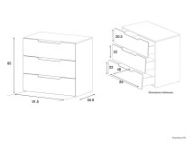 Commode 3 tiroirs ANDY - Dimensions
