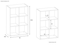 Bibliothèque 6 cases ANGEL Nateo Concept dimensions