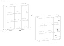 Bibliothèque 9 cases ANGEL Nateo Concept dimensions