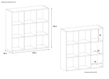 Bibliothèque 9 cases ANGEL Nateo Concept dimensions