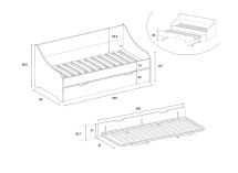 Lit gigogne banquette 80x200 BERCY Nateo Concept - dimensions