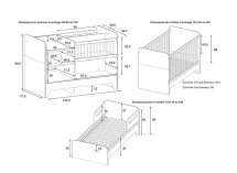Lit bébé évolutif 3 en 1 BROOM - Dimensions