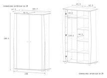 Chambre bébé complète CALTON - Blanc  - dimensions armoire