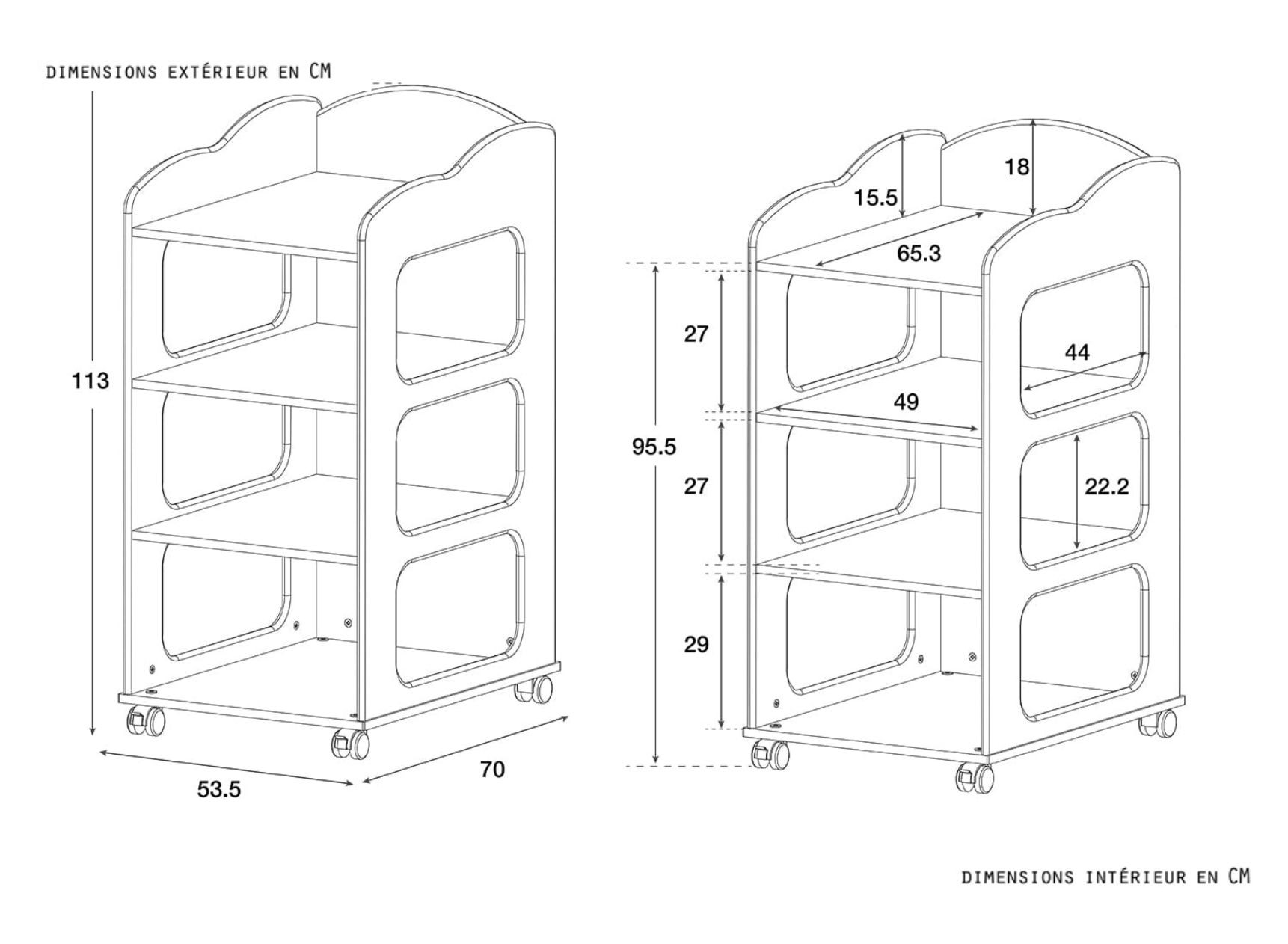 La table à langer bébé roulante écoresponsable Collection CAMERON