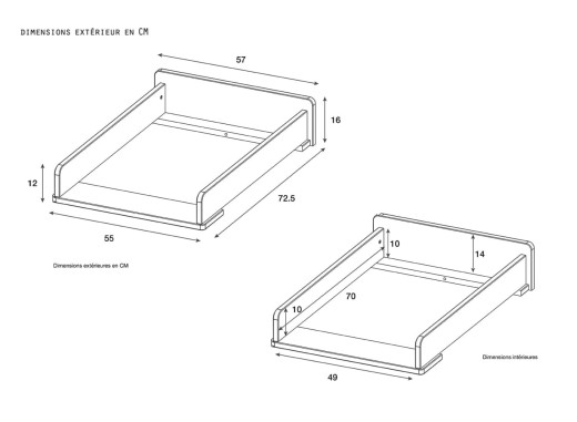 Plan à langer amovible pour commode EKKO - Fabrication Française