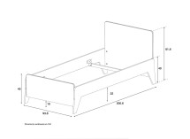 Lit enfant 90x190 EKKO – Blanc/Chêne Nateo Concept - dimensions