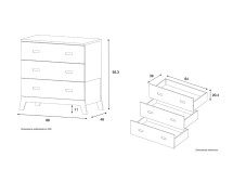 Commode 3 tiroirs EKKO – Blanc/Chêne Nateo Concept - Dimensions