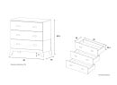 Commode 3 tiroirs EKKO – Blanc/Chêne Nateo Concept - Dimensions