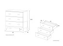 Commode 3 tiroirs EKKO – Blanc/Chêne Nateo Concept - Dimensions