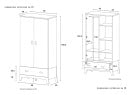 Armoire 2 portes 1 tiroir EKKO – Blanc/Chêne Nateo Concept - Dimensions