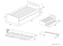 Lit gigogne 90x190 LEVIS Blanc + 2 matelas Nateo Concept - dimensions