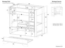 Lit superposé 3 places 90x190 MANLY - Plan