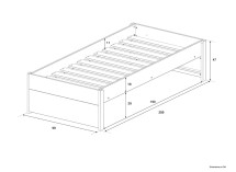 Lit enfant 90x200 avec tête de lit PRADO Nateo Concept - dimensions