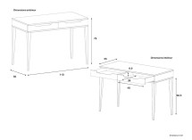 Bureau 2 tiroirs VOLT – Blanc/Bois Nateo Concept - dimensions