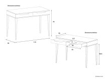 Bureau 2 tiroirs VOLT – Blanc/Bois Nateo Concept - dimensions