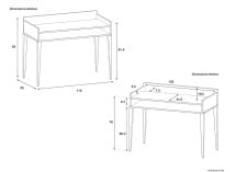 Bureau à casier VOLT – Blanc/Bois Nateo Concept - dimensions