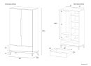 Chambre bébé complète VOLT - Blanc/Hêtre  - dimensions armoire