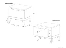 Chevet avec tiroir VOLT – Blanc/Hêtre Nateo Concept - dimensions