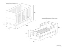 Lit bébé évolutif VOLT – Blanc/Hêtre Nateo Concept - dimensions