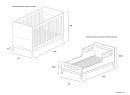 Lit bébé évolutif VOLT – Blanc/Hêtre Nateo Concept - dimensions