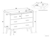Commode 3 tiroirs WOOD – Chêne Vintage Nateo Concept - dimensions