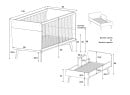 Lit bébé évolutif WOOD – Chêne Vintage Nateo Concept - dimensions