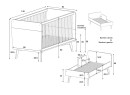 Lit bébé évolutif WOOD – Chêne Vintage Nateo Concept - dimensions