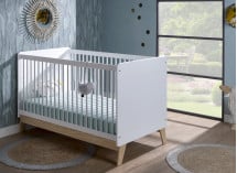 Lit bébé évolutif HAXO – Blanc/Pin Nateo Concept - 1