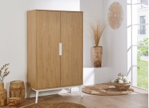 Armoire VINTAGE en chêne et blanc fond ambiance