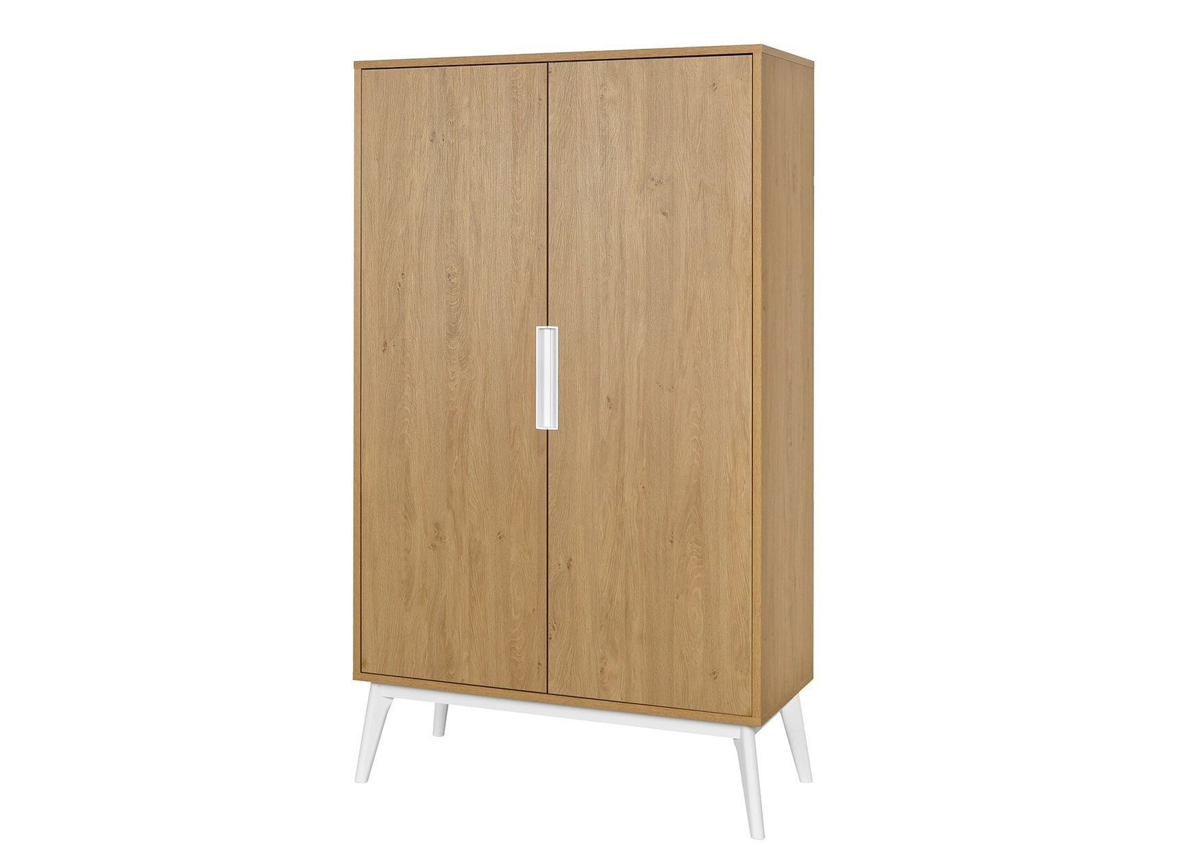 Armoire 2 portes VINTAGE en bois blanc et chêne design