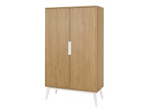 Armoire VINTAGE en chêne et blanc fond blanc portes fermées