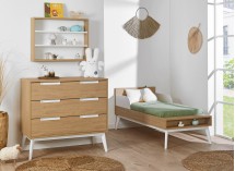 Mini chambre enfant VINTAGE en blanc et chêne
