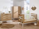 Chambre bébé VINTAGE en Blanc et Chêne version lit bébé à barreaux