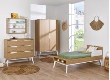 Chambre bébé VINTAGE en Blanc et Chêne version lit enfant