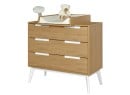 Commode à langer VINTAGE en Blanc et Chêne sur fond blanc