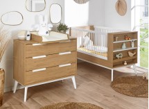 Chambre bébé duo Vintage - Blanc/Chêne