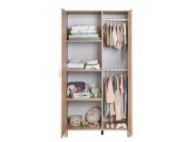 Armoire 2 portes JULIA ouverte sur fond blanc