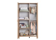 Armoire 2 portes JULIA ouverte sur fond blanc