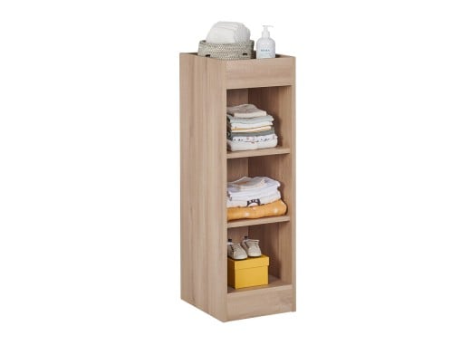 Petite bibliothèque mobile JULIA sur fond blanc avec accessoires