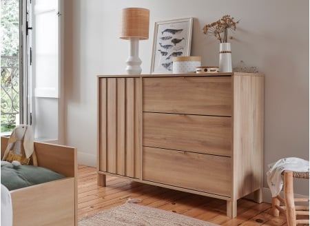 Commode 3 tiroirs 1 porte JULIA sans plan à langer