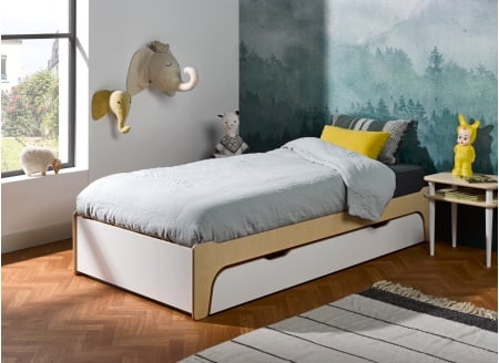 Lit enfant 90x190 KALIX - Blanc/Bois Nateo Concept - 2