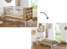 Lit bébé évolutif 70x140 VINTAGE en Blanc et Chêne 1