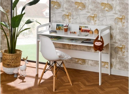 Bureau enfant à casier LEVIS Blanc - 1
